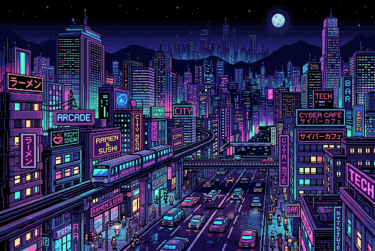 Cyberpunk racing aesthetics