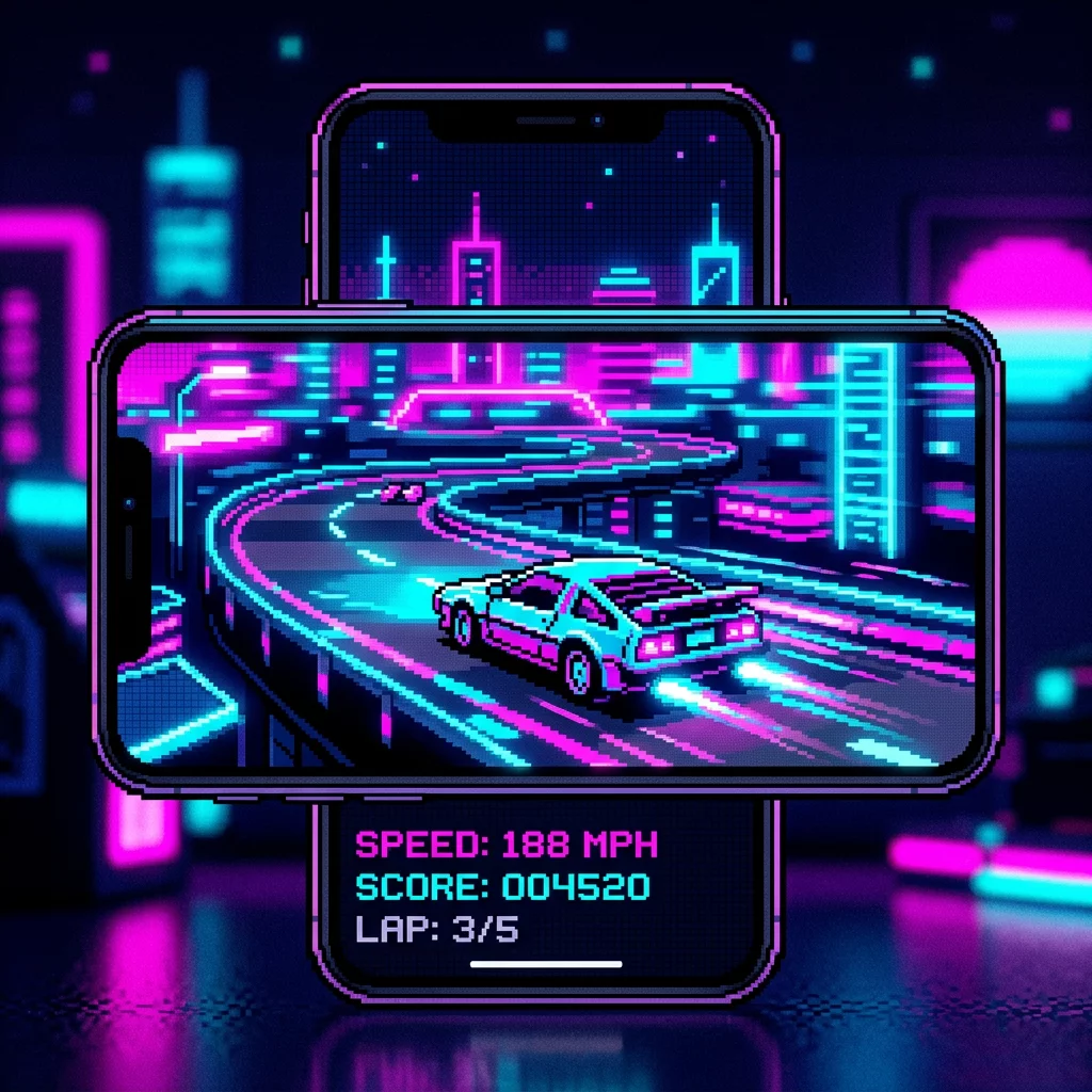 Neon Pixel Cars