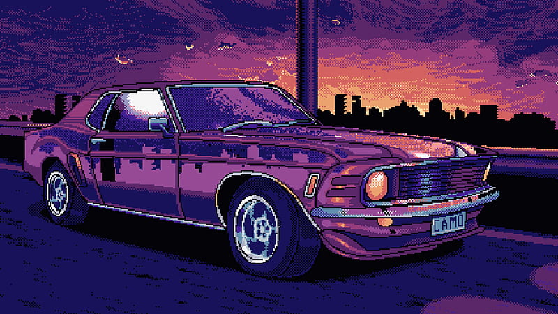Neon Pixel Cars
